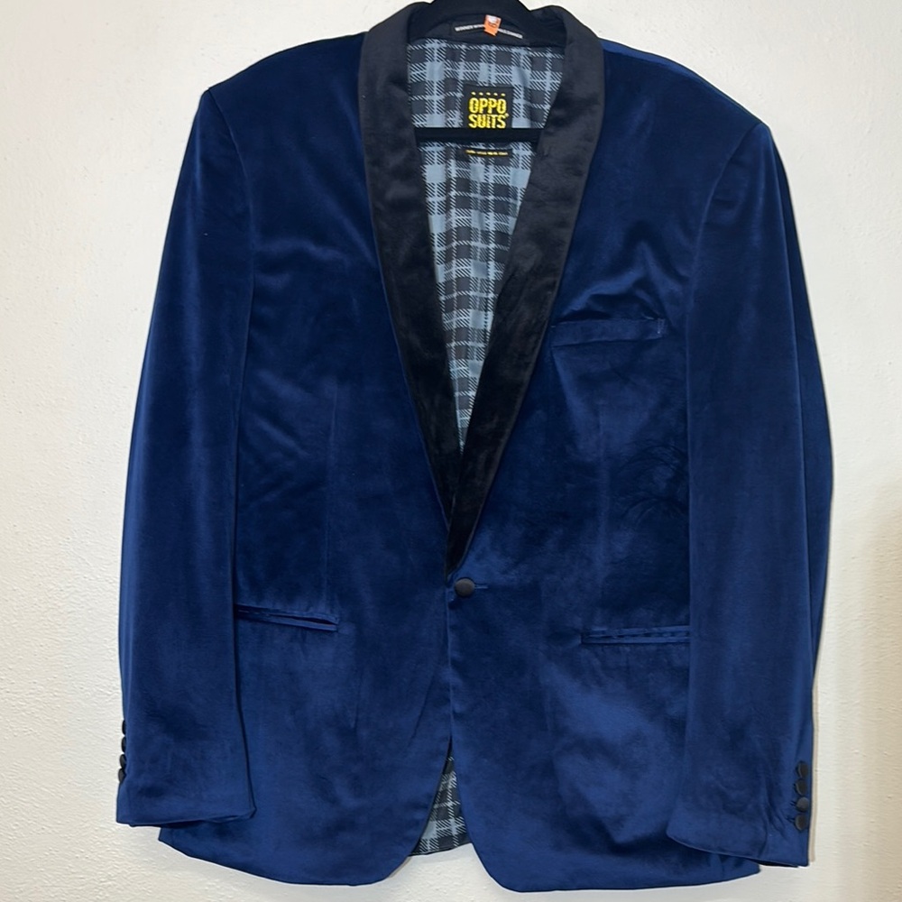 OppoSuits Blue Velvet Blazer dinner jacket single button sport coat evening coat - Picture 1 of 7